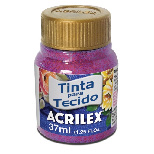 Tinta para Tecido Glitter ACRILEX Vermelho 205 37ml