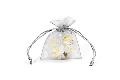Saco Tecido Organza 9cm x 12cm Cinza A05