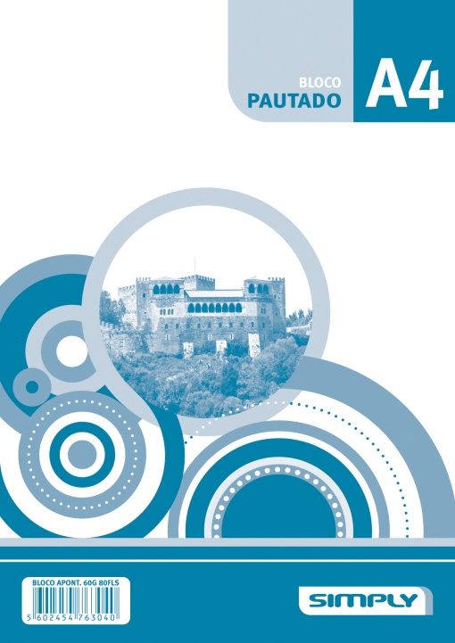 Bloco de Notas A4 SIMPLY Pautado 80 folhas Colado
