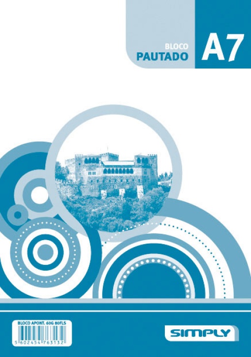 Bloco de Notas A7 SIMPLY Pautado 80 folhas Colado