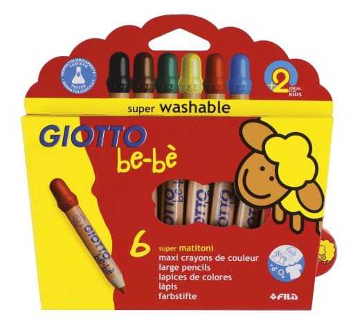 Lápis de Cor GIOTTO Be-Bè com 6 + Afia