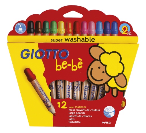 Lápis de Cor GIOTTO Be-Bè com 12 + Afia