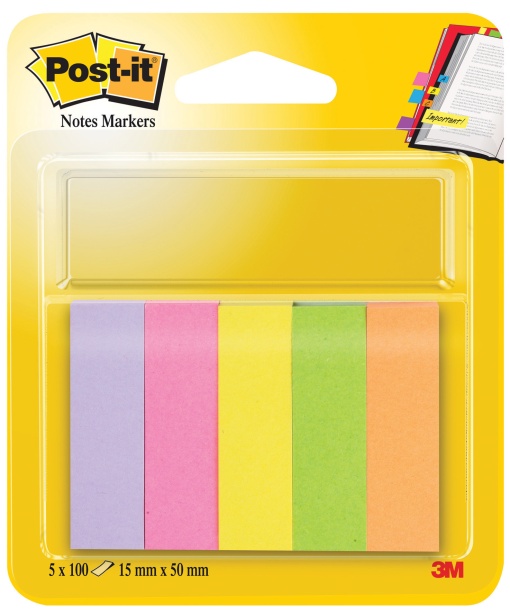 Index POST-IT 15x50mm neon 5 cores 20 folhas
