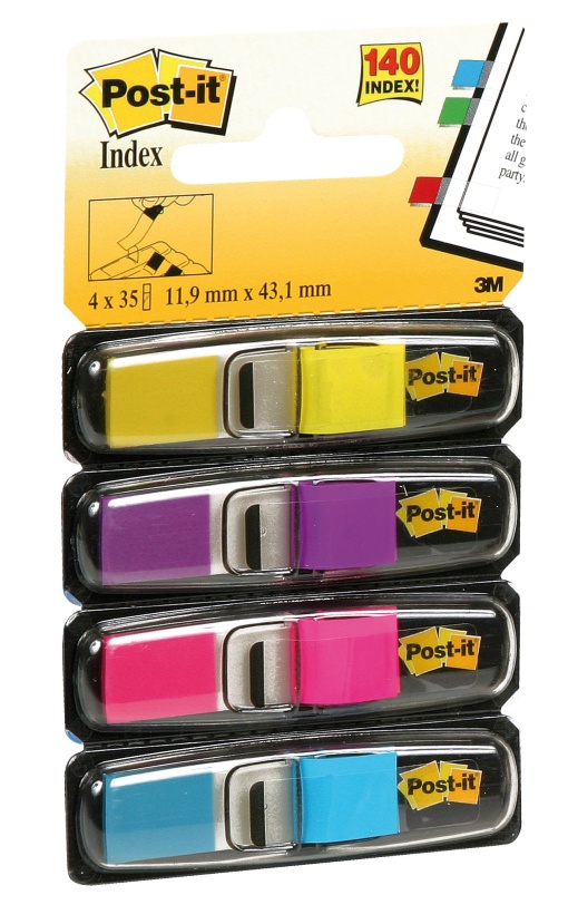 Index POST-IT 11,9x43mm 4 cores caixa com 140 folhas 683/4ab/4bbd