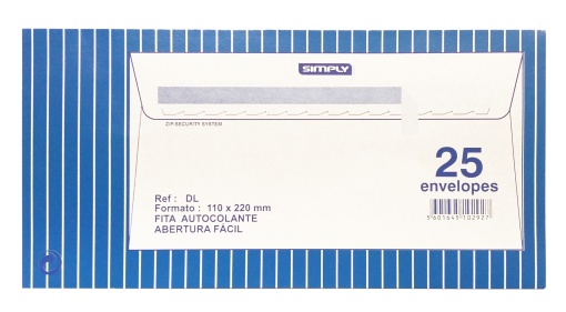 Envelope SIMPLY DL 110x220mm Silicone Branco sem Janela com 25