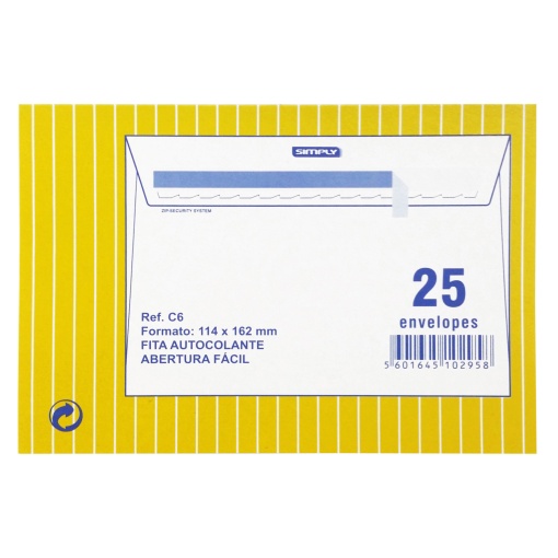 Envelope Oficial SIMPLY C6 114x162mm Silicone Branco com 25