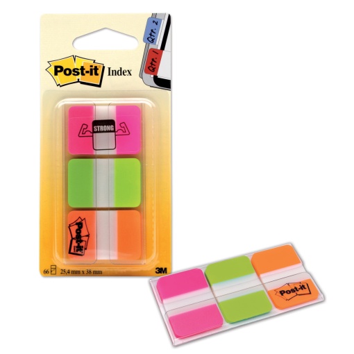 Index POST-IT Strong 25x38mm 3 cores caixa com 66 folhas 686/pgo
