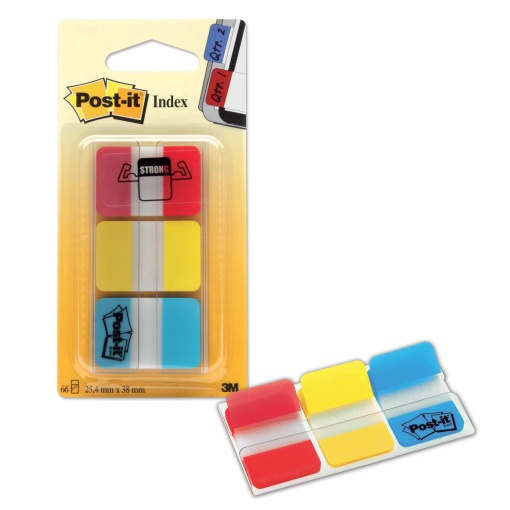 Index POST-IT Strong 25x38mm 3 cores caixa com 66 folhas 686/ryb
