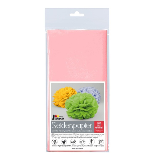 Papel Seda WEROLA 20g Rosa 05 50x70cm 5 unidades