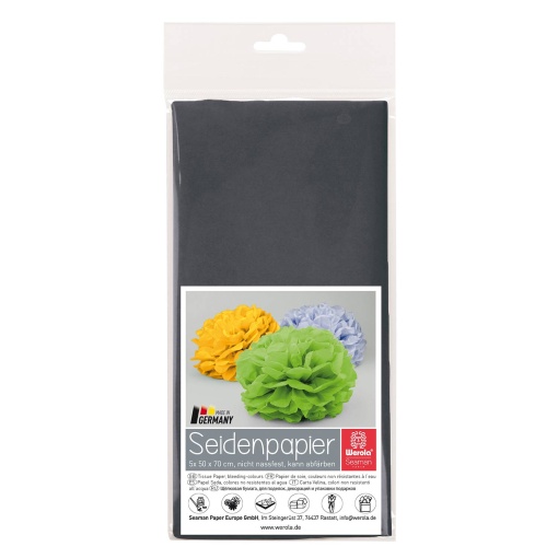 Papel Seda WEROLA 20g Preto 69 50x70cm 5 unidades