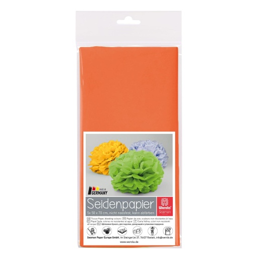 Papel Seda WEROLA 20g Laranja 40 50x70cm 5 unidades