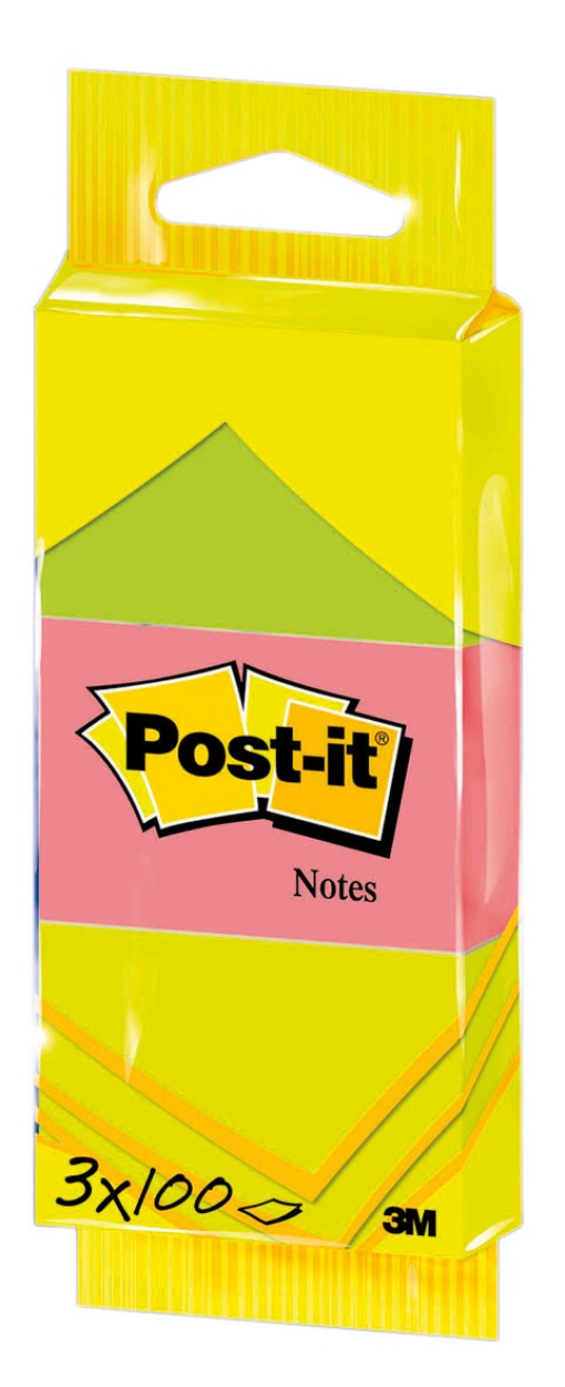 Bloco de Notas Aderentes POST-IT 6812 38x51mm Cor Neon com 3 com 100 folhas