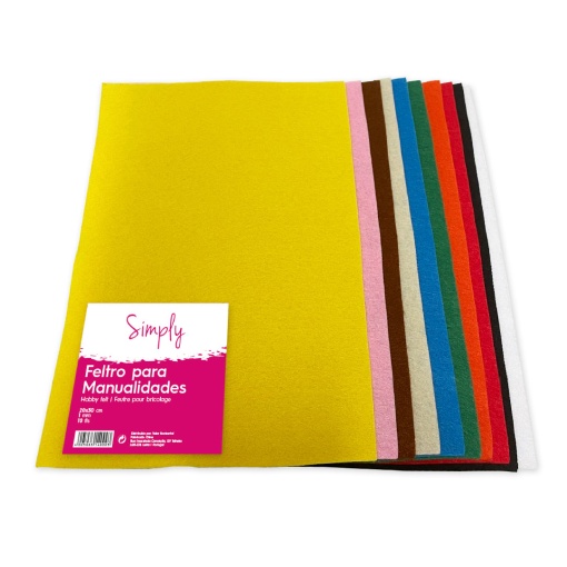 Feltro 20x30cm 1mm Sortido SIMPLY com 10