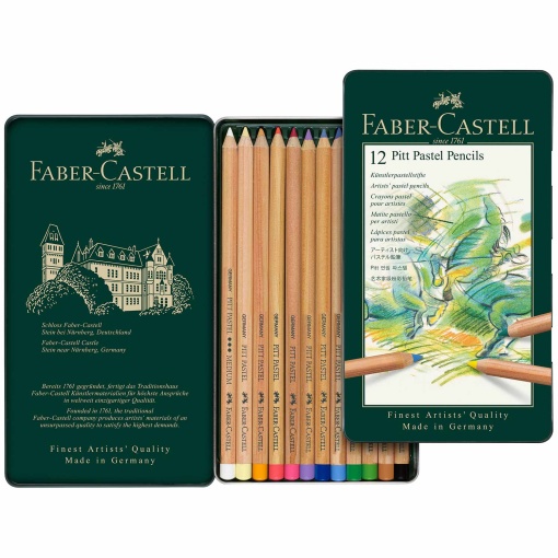 Lápis de cor FABER-CASTELL Pitt Pastel caixa com 12 cores
