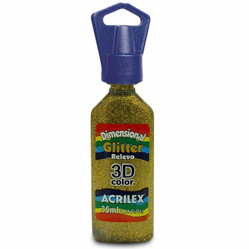 Tinta Dimensional Glitter ACRILEX Relevo 3D Ouro 201 35ml