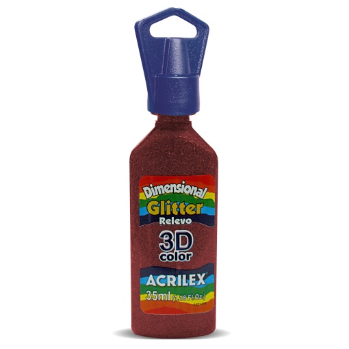 Tinta Dimensional Glitter ACRILEX Relevo 3D Vermelho 205 35ml