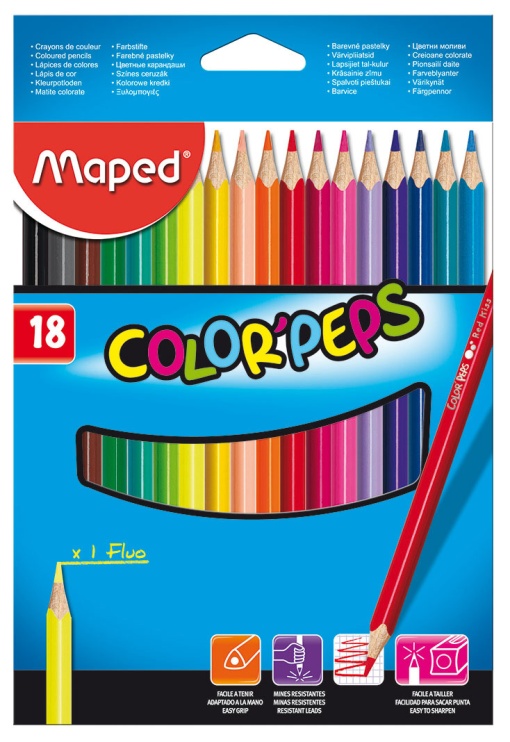 Lápis de Cor MAPED Color Peps Classic Longos caixa com 18