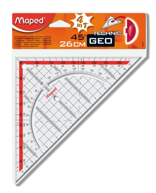 Esquadro Geométrico MAPED Technic 45°/26cm com Pega