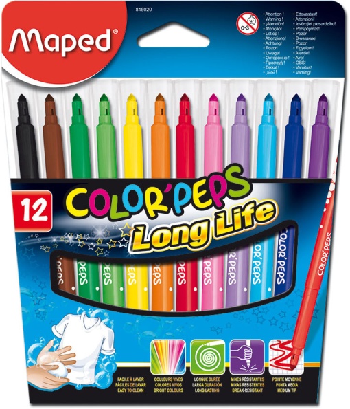 Canetas de Feltro Laváveis MAPED Color Peps com 12