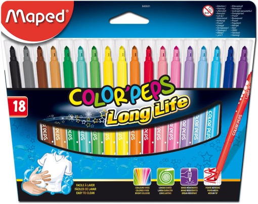 Canetas de Feltro Laváveis MAPED Color Peps com 18