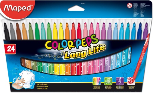 Canetas de Feltro Laváveis MAPED Color Peps com 24