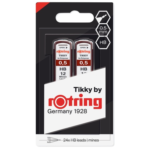 Minas ROTRING Tikky Hi-polymer 0,5mm HB caixa com 12 unidades 1904836