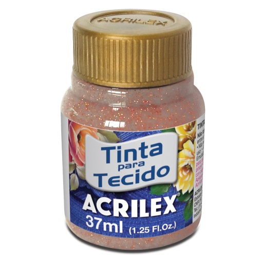 Tinta para Tecido Glitter ACRILEX Cobre 203 37ml
