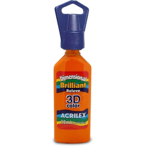 Tinta Dimensional Brilhante ACRILEX Relevo 3D Laranja 517 35ml