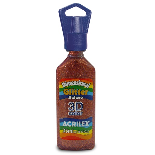 Tinta Dimensional Glitter ACRILEX Relevo 3D Cobre 203 35ml