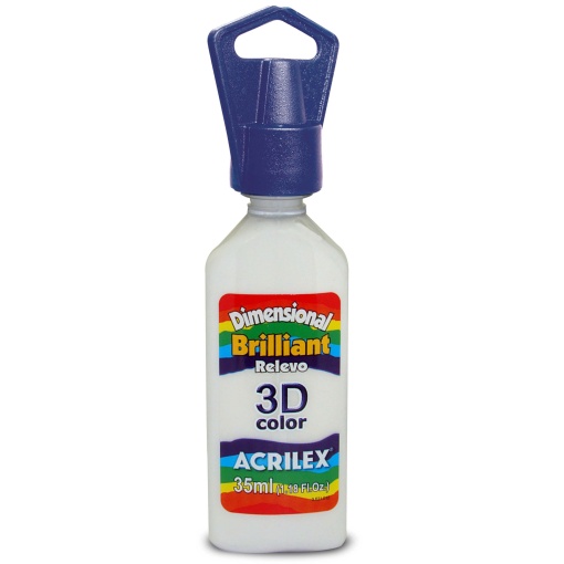 Tinta Dimensional Brilhante ACRILEX Relevo 3D Branco 519 35ml