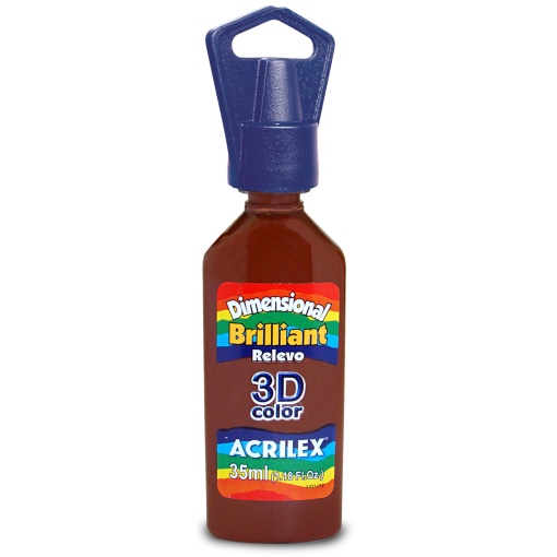Tinta Dimensional Brilhante ACRILEX Relevo 3D Castanho 531 35ml