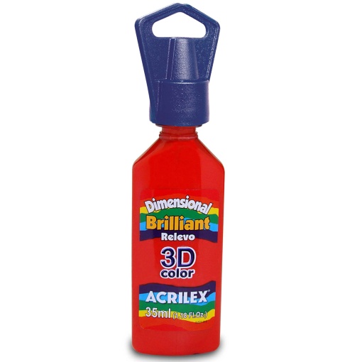 Tinta Dimensional Brilhante ACRILEX Relevo 3D Vermelho 507 35ml