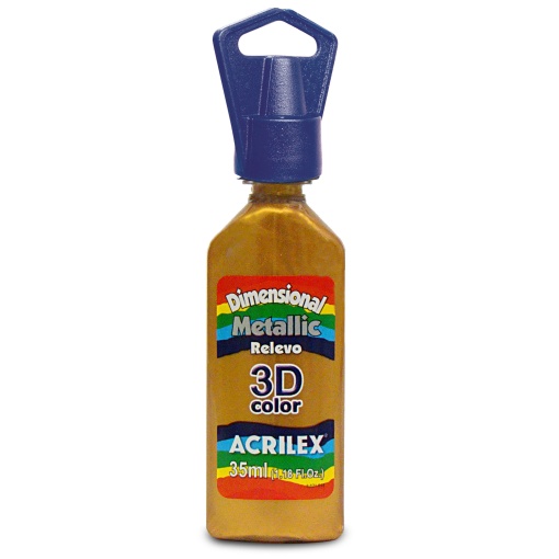 Tinta Dimensional Metallic ACRILEX Relevo 3D Ouro Velho 548 35ml