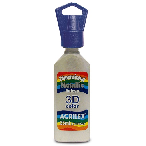 Tinta Dimensional Metallic ACRILEX Relevo 3D Branco 562 35ml