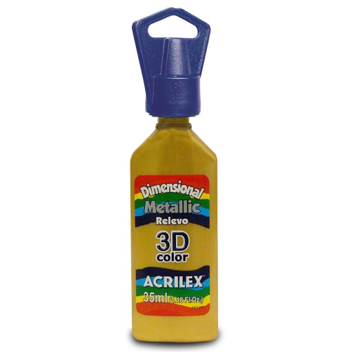 Tinta Dimensional Metallic ACRILEX Relevo 3D Ouro 532 35ml