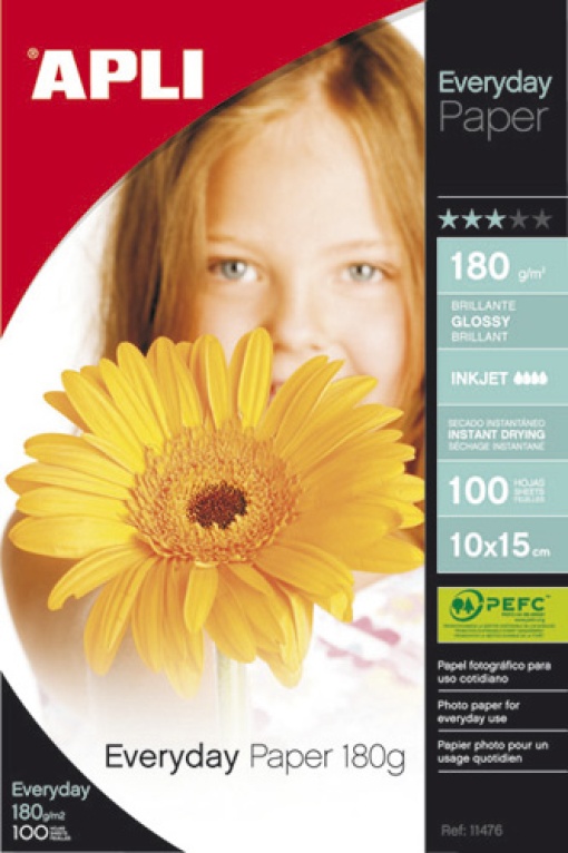 Papel Fotográfico 10x15 180g APLI Glossy com 100