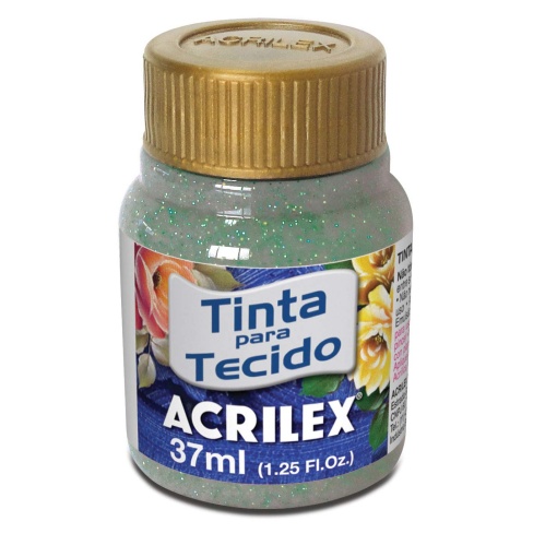Tinta para Tecido Glitter ACRILEX Verde 206 37ml