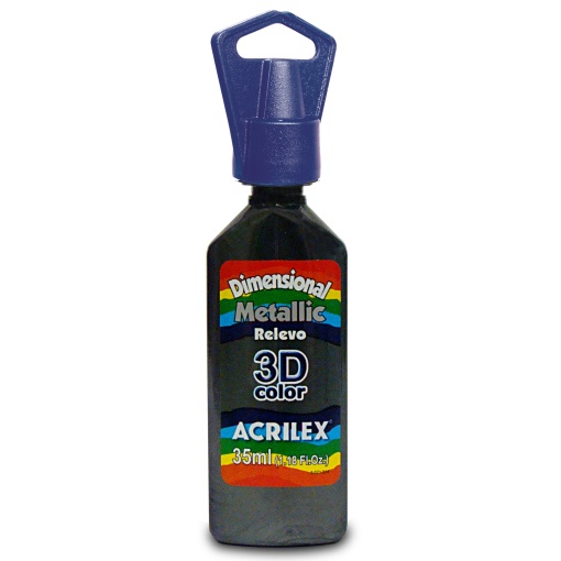 Tinta Dimensional Metallic ACRILEX Relevo 3D Preto 520 35ml
