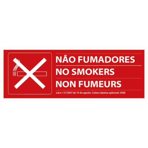 Autocolante de sinalização não fumador 55x170mm