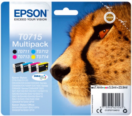 Tinteiro EPSON T0715 Pack 4 Cores S20/21/D78