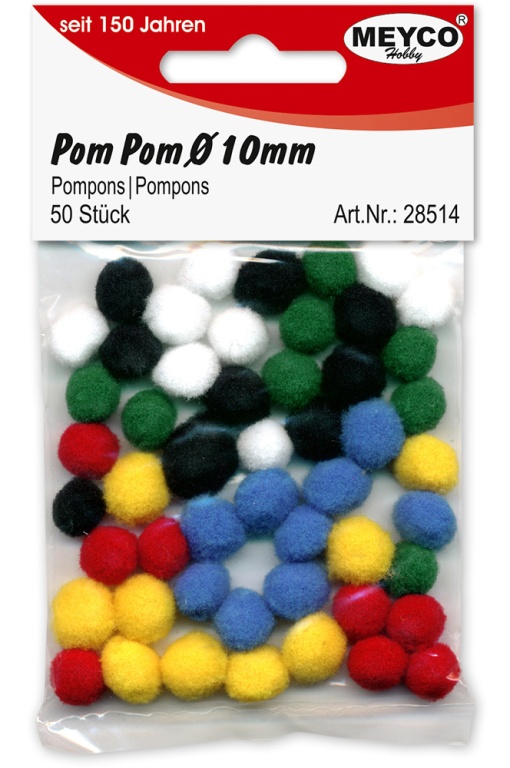 Pompons 10mm Sortido com 50 MEYCO