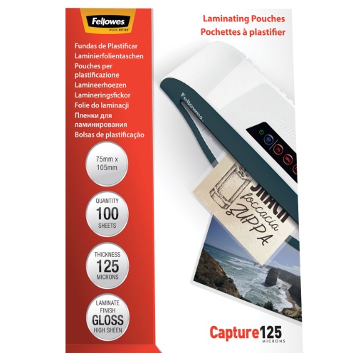 Bolsa de Plastificar 75x105mm 125mic Gloss (100 Unidades) FELLOWES