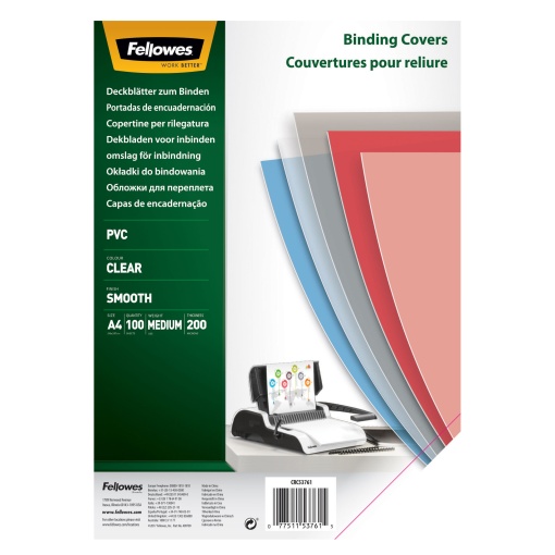 Capa de Encadernação A4 Plástico 200mic Transparente caixa com 100 FELLOWES