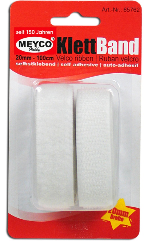 Velcro Autocolante Áspero + Macio 20mmx1m Branco MEYCO