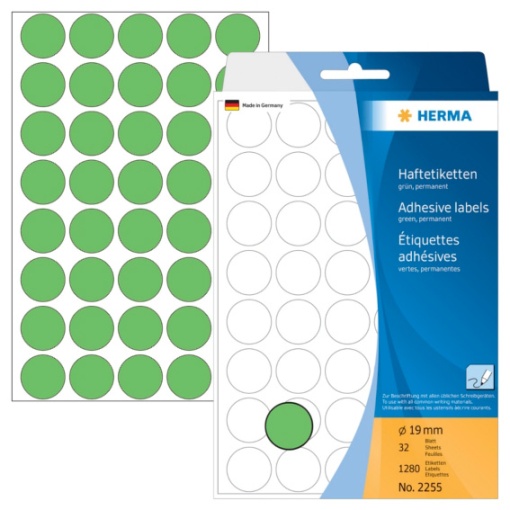 Etiquetas Adesivas 19mm Verde Claro 32 folhas 1280 unidades HERMA