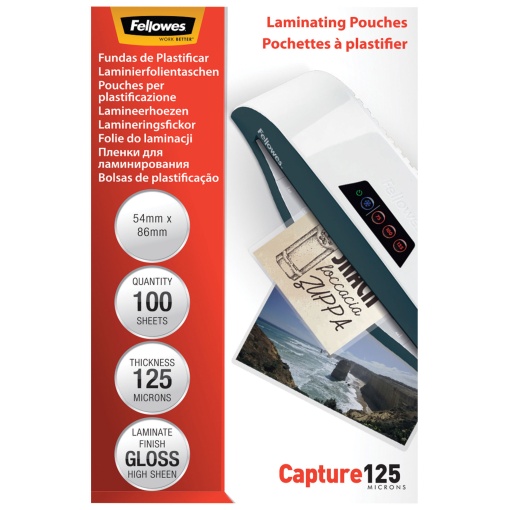Bolsa de Plastificar 54x86mm 125mic Gloss (100 Unidades) FELLOWES