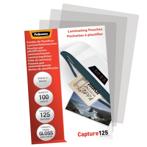 Bolsa de Plastificar 54x86mm 125mic Gloss (100 Unidades) FELLOWES