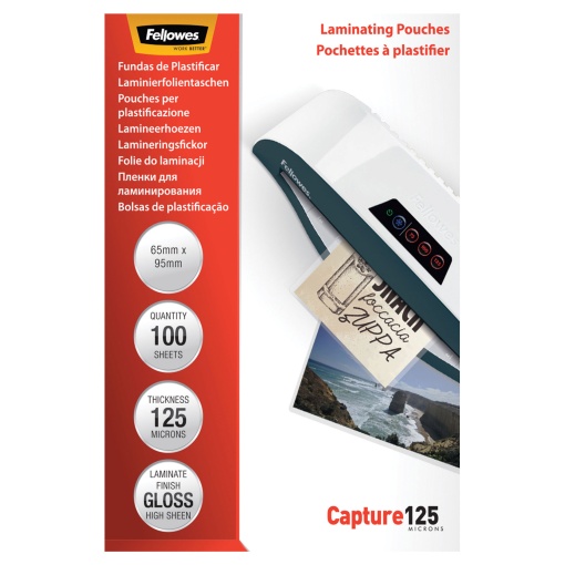 Bolsa de Plastificar 65x95mm 125mic Gloss (100 Unidades) FELLOWES