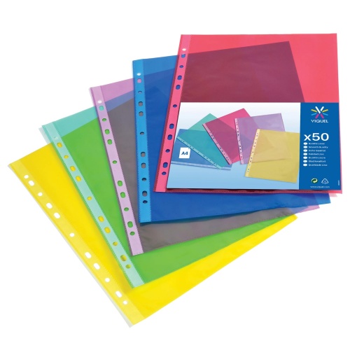 Bolsa de catálogo A4 cristal cores 50mic caixa com 50 unidades VIQUEL