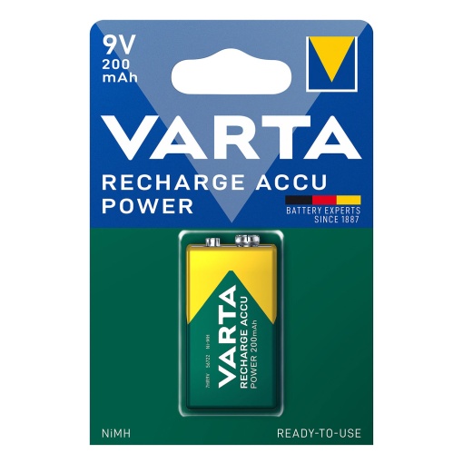 Pilha Recarregável 9V 200 mAh HR9V VARTA Accu Power 56722